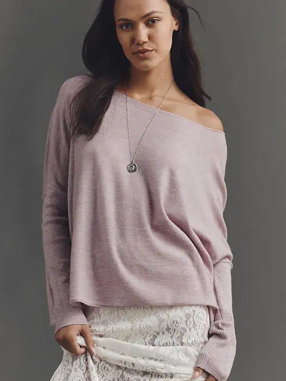 Anthropologie Pilcro Asymmetric Long-Sleeve Oversize Sweater in Lilac Purple nwt